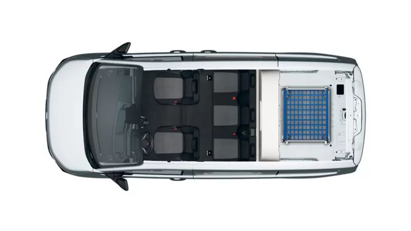 VW Transporter Kombi mit 5 Sitzen und Platz für einen Rollcontainer